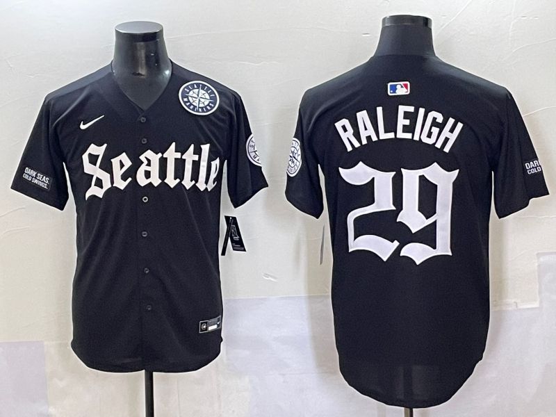 Men 2025 Seattle Mariners #29 Raleigh Black Five generations Joint Name Nike MLB Jersey style 62347